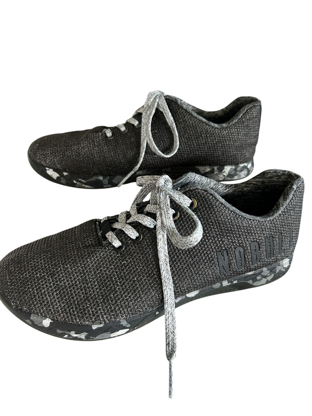 NOBULL Black Heather Granite Trainers Camo Soles Unisex Womens 9.5/ Men’s 8
